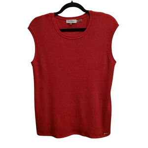Calvin Klein Cool Red Crew Neck Sleeveless Shell Sweater Vest Top XL